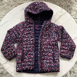 Joules Navy Floral Puffer Jacket